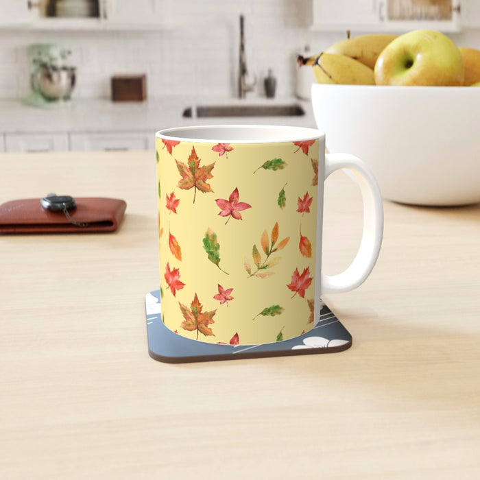 11oz Ceramic Mug - Autumn Leaves Cream - printonitshop