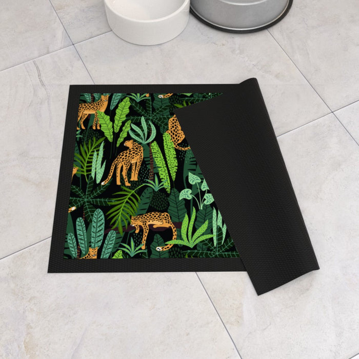 Pet Bowl Mats - Leopard and Jungle - Print On It