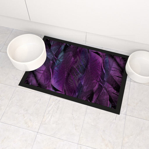 Pet Bowl Mats - Purple Feathers - Print On It