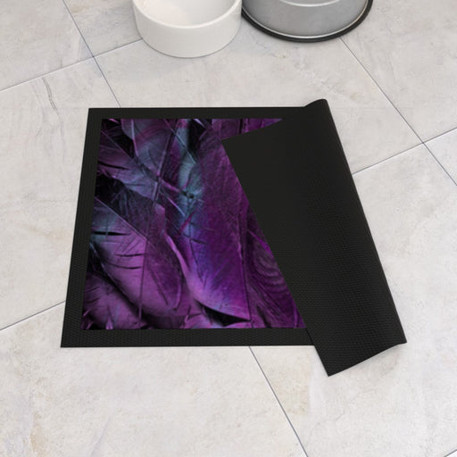 Pet Bowl Mats - Purple Feathers - Print On It