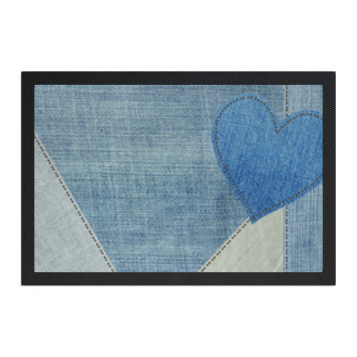 Pet Bowl Mats - Denim Heart - Print On It