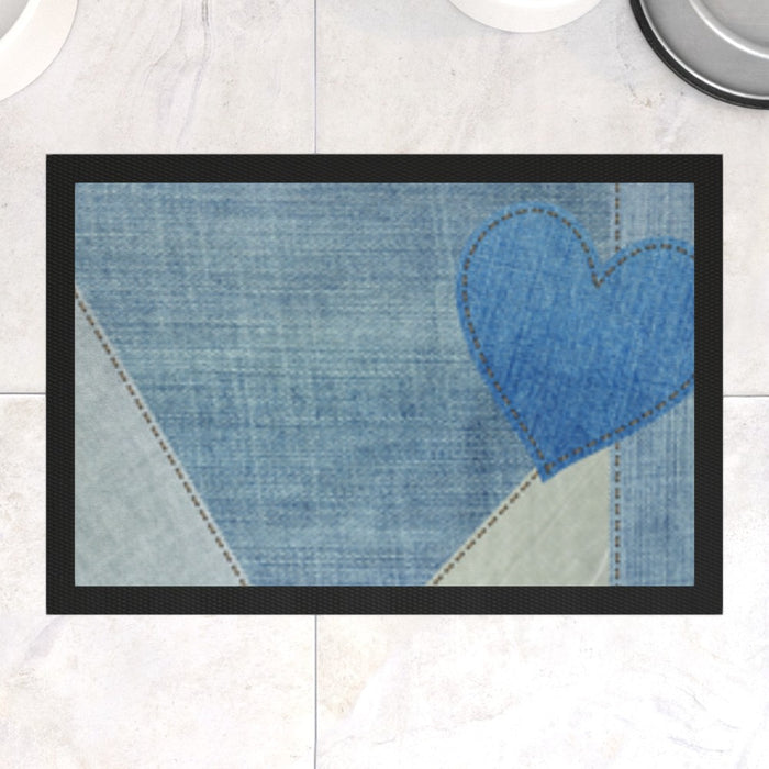 Pet Bowl Mats - Denim Heart - Print On It