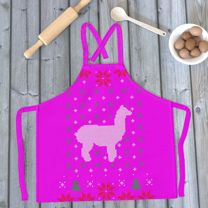 Apron - Christmas Lama Pink - Print On It