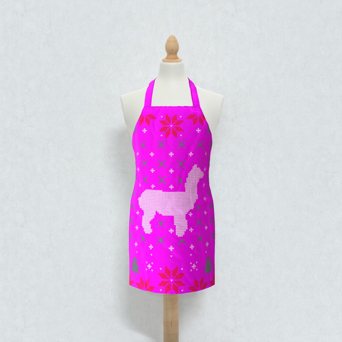 Apron - Christmas Lama Pink - Print On It