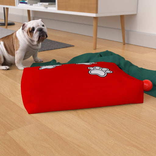 Pet Bed - Paws on Red - Print On It