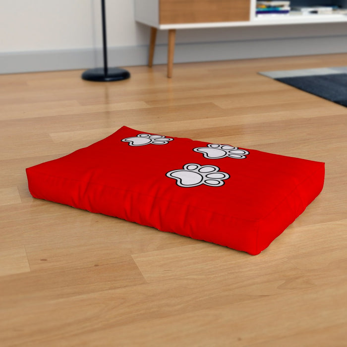 Pet Bed - Paws on Red - Print On It