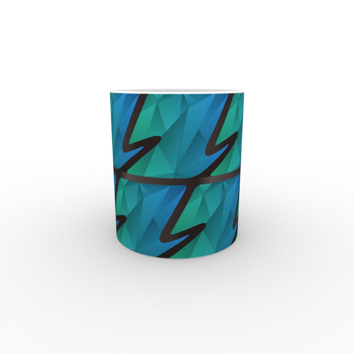 11oz Ceramic Mug - Abstract Waves Blue/Green - printonitshop