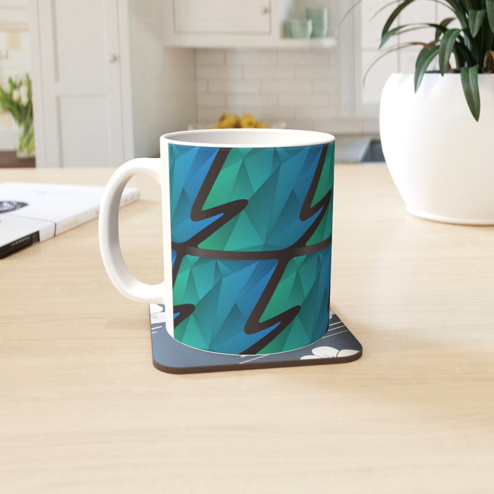 11oz Ceramic Mug - Abstract Waves Blue/Green - printonitshop