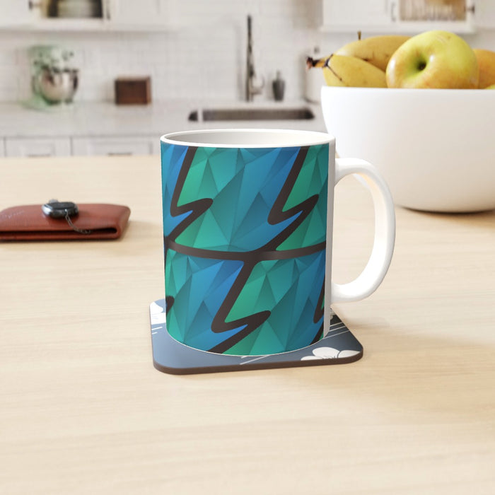 11oz Ceramic Mug - Abstract Waves Blue/Green - printonitshop