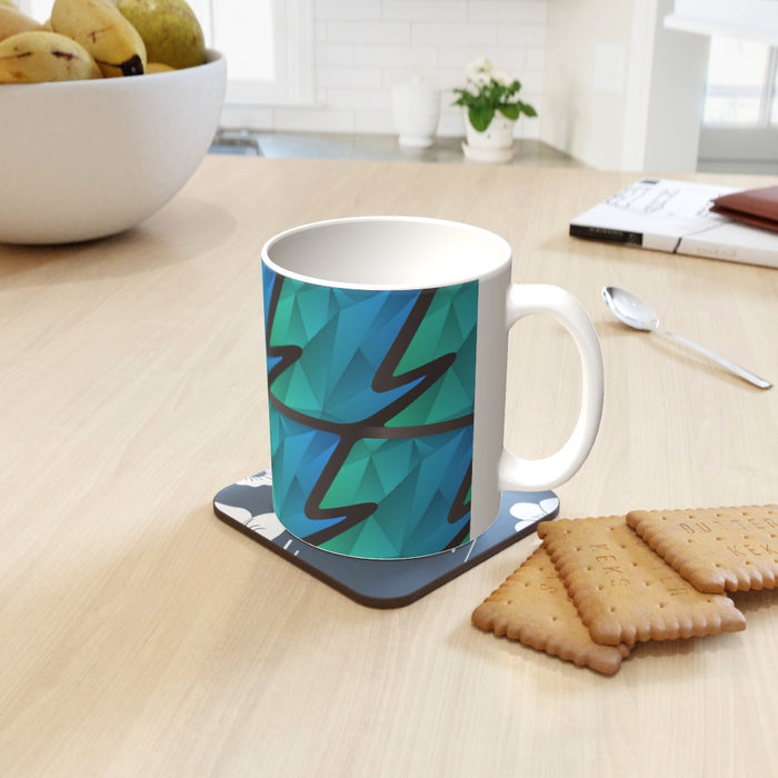 11oz Ceramic Mug - Abstract Waves Blue/Green - printonitshop