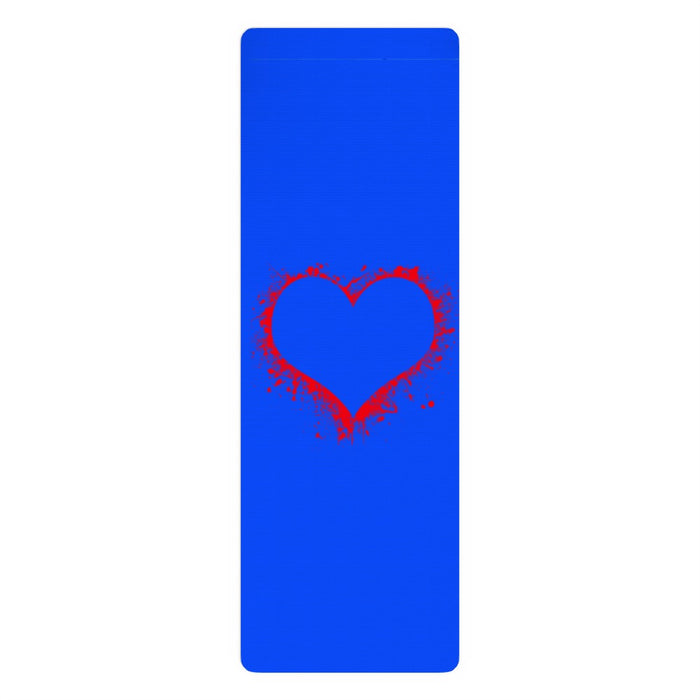 Yoga Mat - Heart Splat - Blue - Print On It