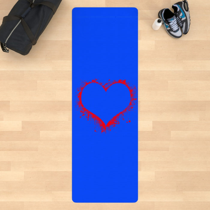 Yoga Mat - Heart Splat - Blue - Print On It