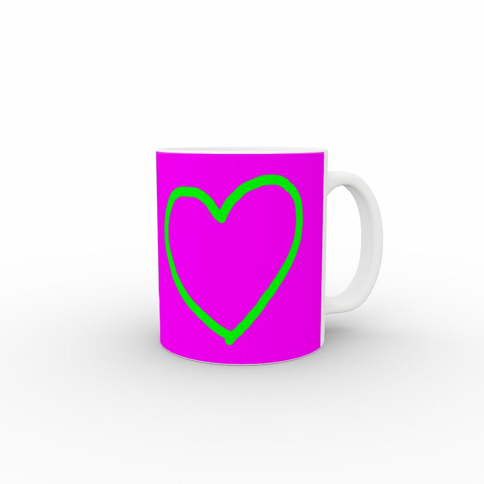 Personalised 11oz Ceramic Mug - Green Heart - Print On It