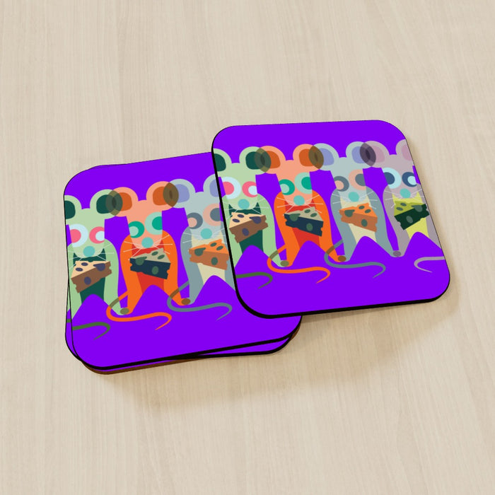 Coasters - Mice on Purple - printonitshop