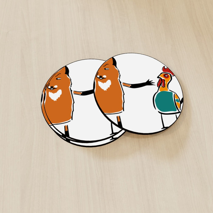 Coasters - Fox and Chicken - printonitshop