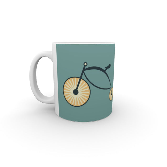 11oz Ceramic Mug - On Ya Bike Teal - printonitshop