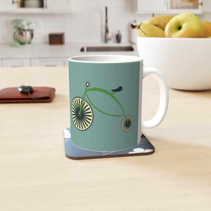 11oz Ceramic Mug - On Ya Bike Teal - printonitshop