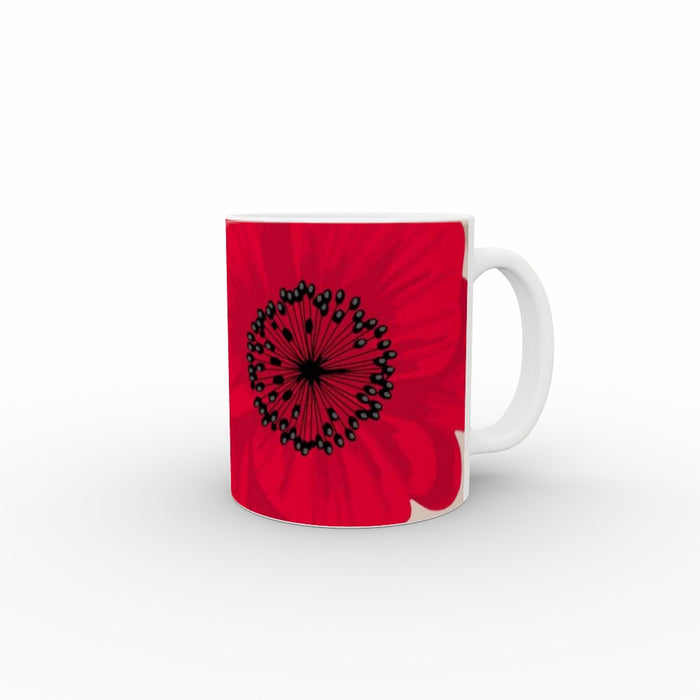 11oz Ceramic Mug - Red Flowers - printonitshop