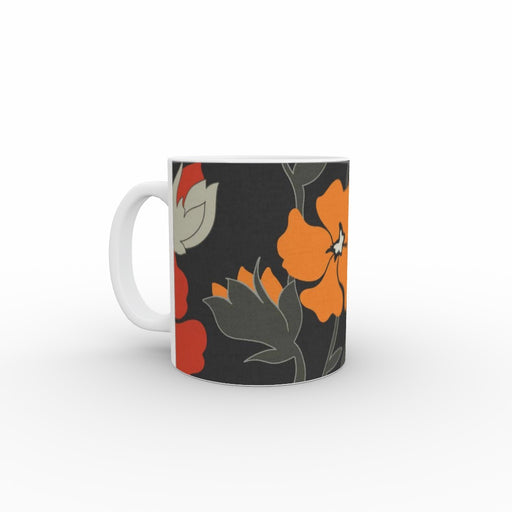 11oz Ceramic Mug - Orange Flowers - printonitshop