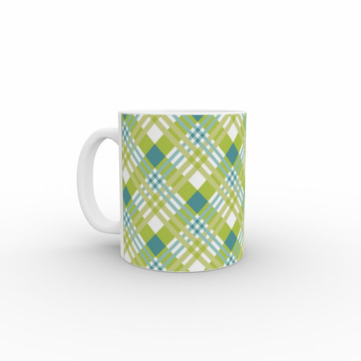 11oz Ceramic Mug - Green Cross Stitch - printonitshop