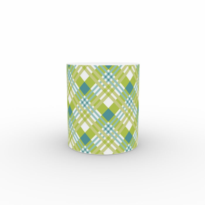 11oz Ceramic Mug - Green Cross Stitch - printonitshop