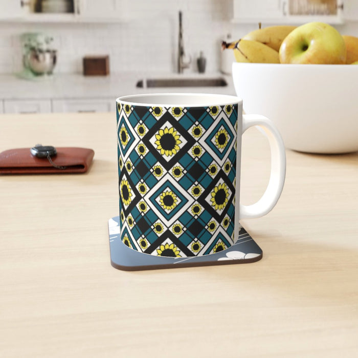 11oz Ceramic Mug - Geometric Sunflowers - printonitshop