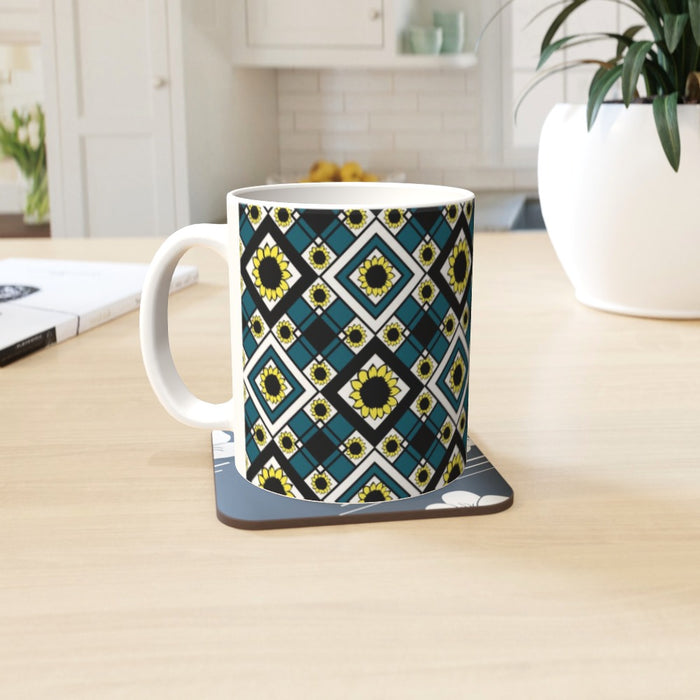 11oz Ceramic Mug - Geometric Sunflowers - printonitshop