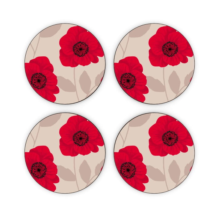 Coasters - Red Flowers - printonitshop