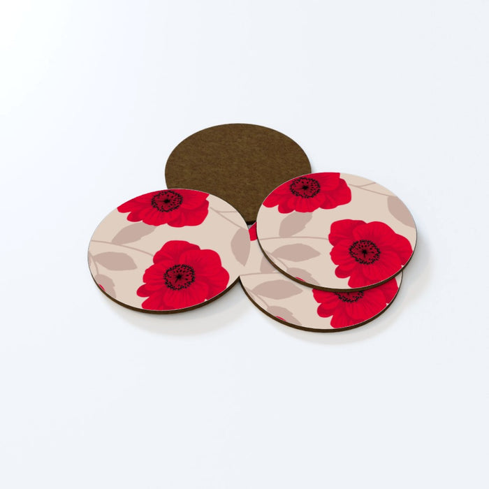 Coasters - Red Flowers - printonitshop