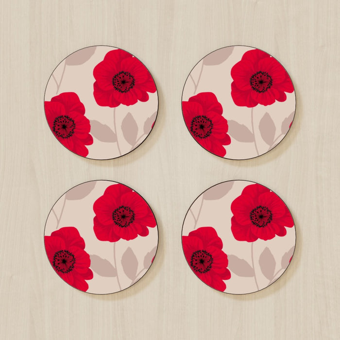 Coasters - Red Flowers - printonitshop