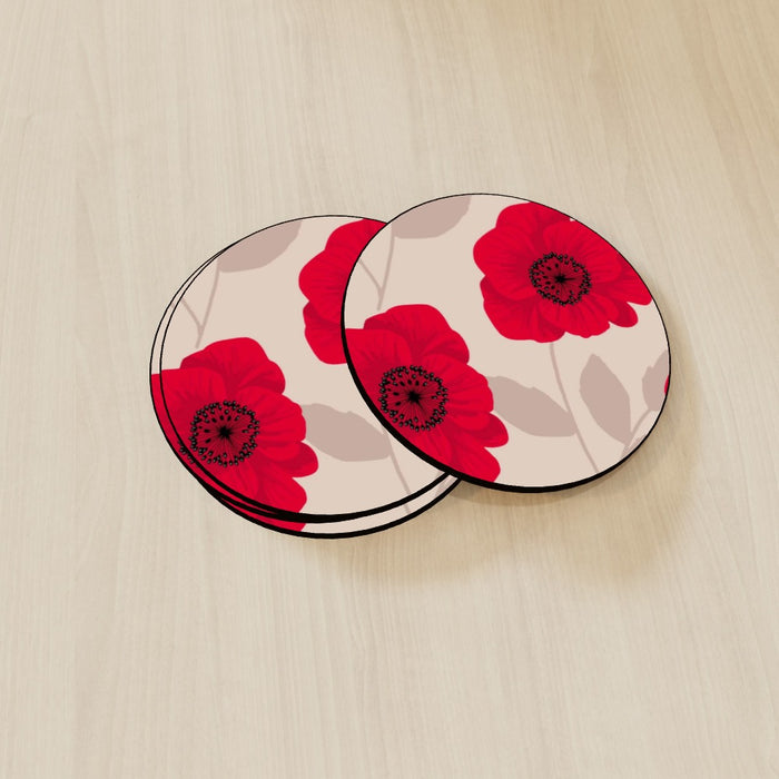 Coasters - Red Flowers - printonitshop