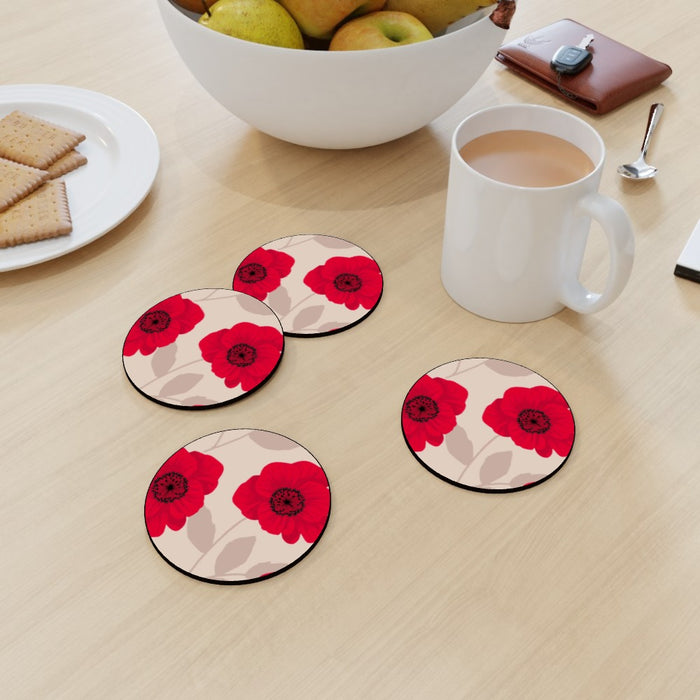 Coasters - Red Flowers - printonitshop