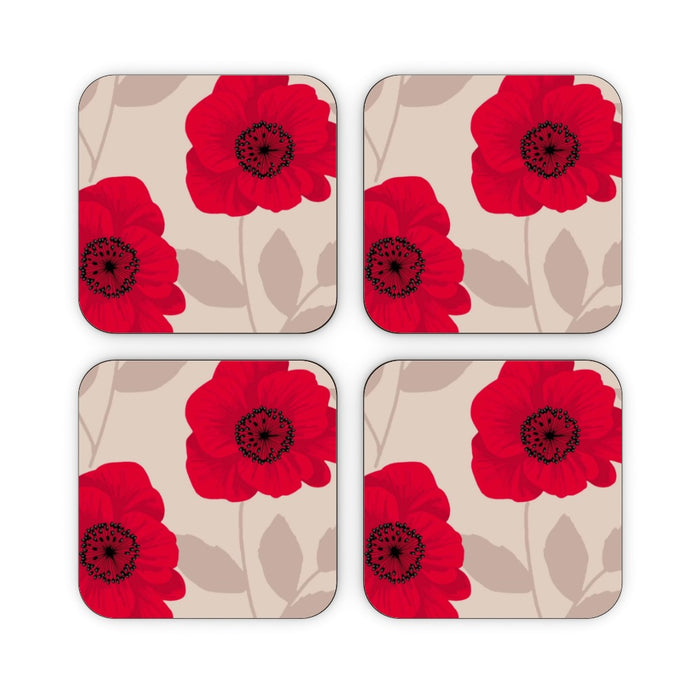 Coasters - Red Flowers - printonitshop