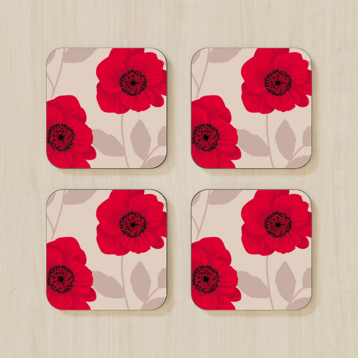 Coasters - Red Flowers - printonitshop