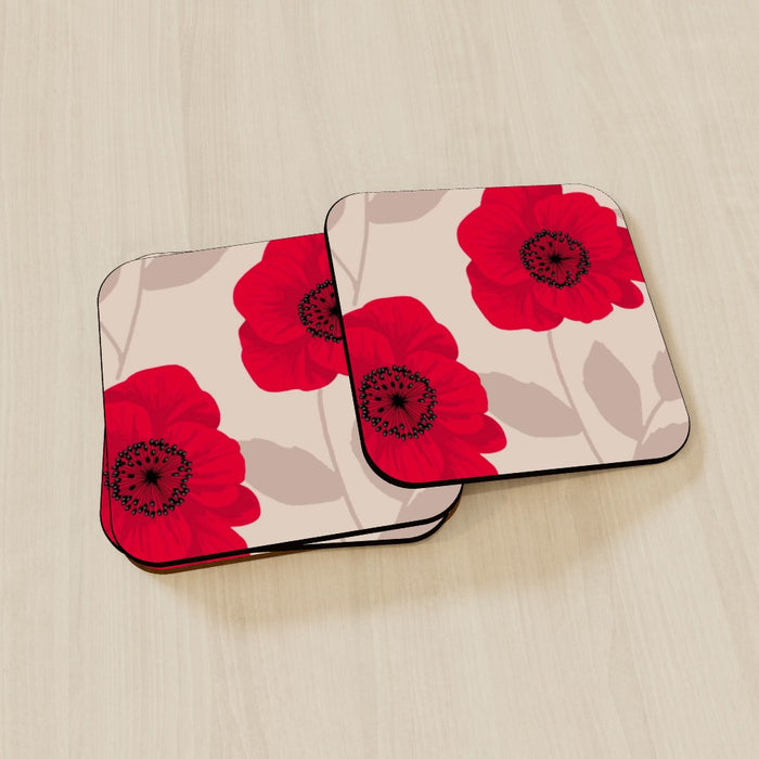 Coasters - Red Flowers - printonitshop