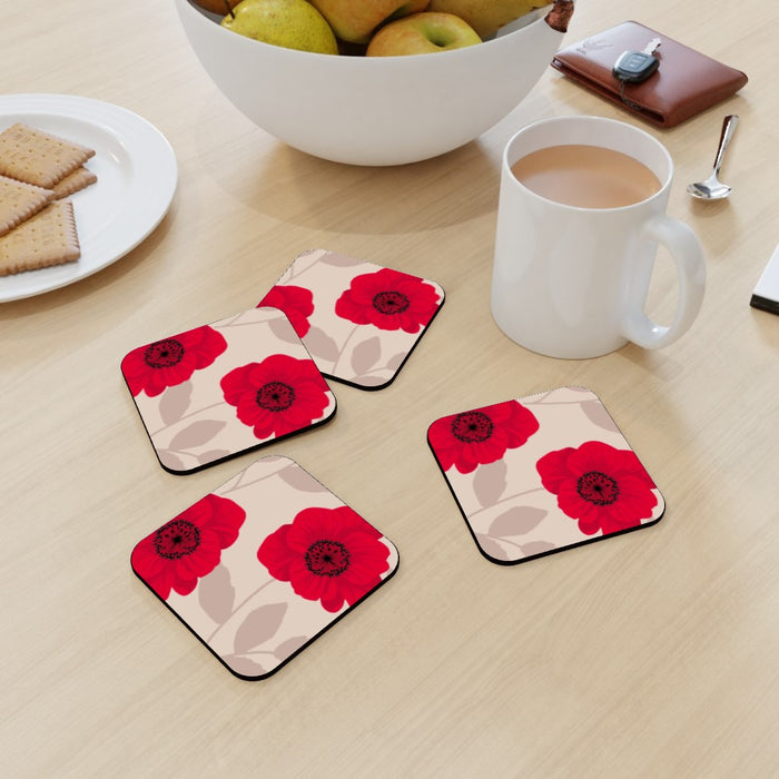 Coasters - Red Flowers - printonitshop