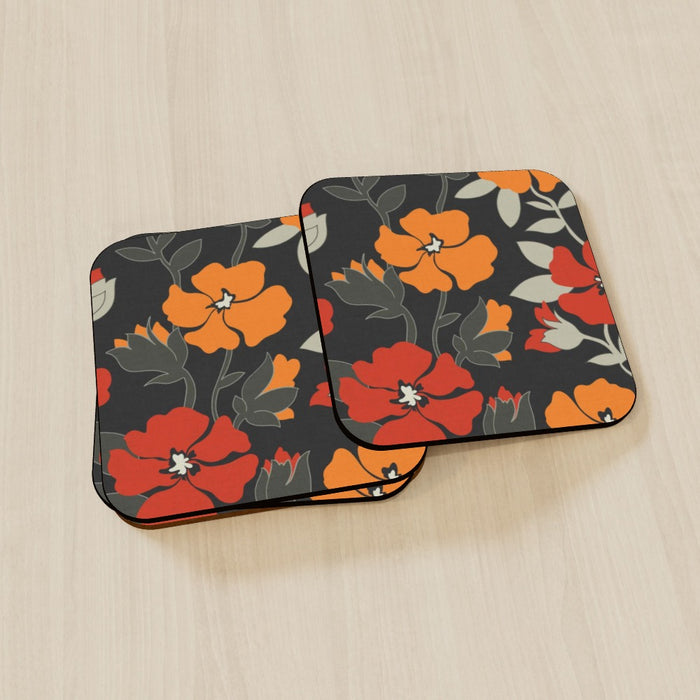 Coasters - Orange Flowers - printonitshop