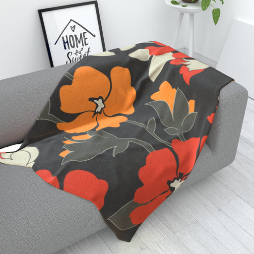 Blanket - Orange Flowers - printonitshop