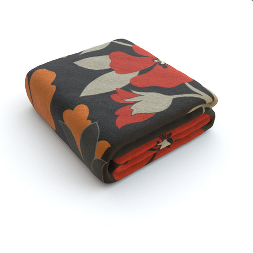 Blanket - Orange Flowers - printonitshop