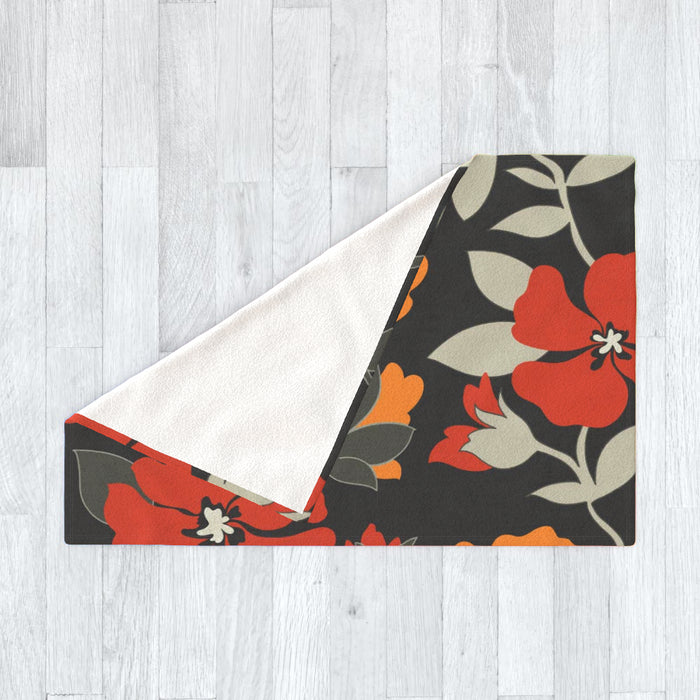 Blanket - Orange Flowers - printonitshop