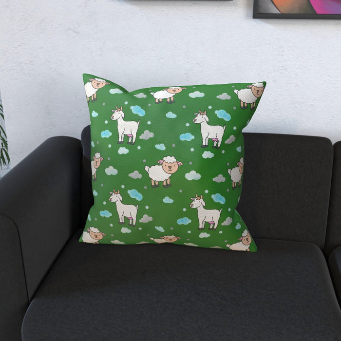 Cushions - Goat / Sheep on Green - printonitshop