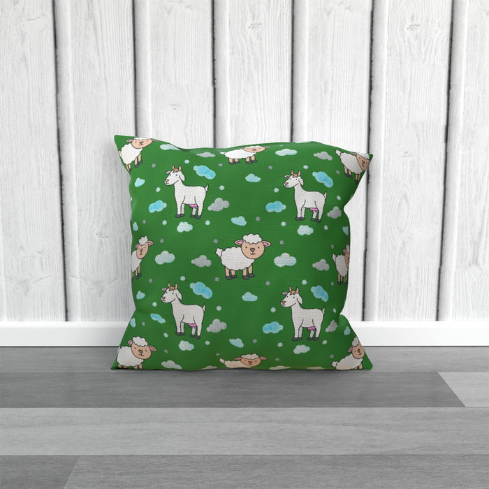 Cushions - Goat / Sheep on Green - printonitshop