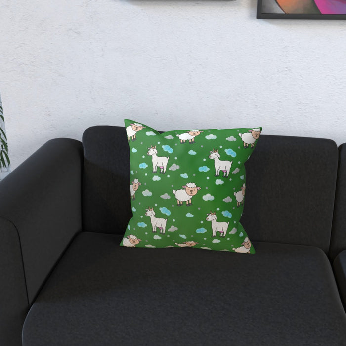 Cushions - Goat / Sheep on Green - printonitshop