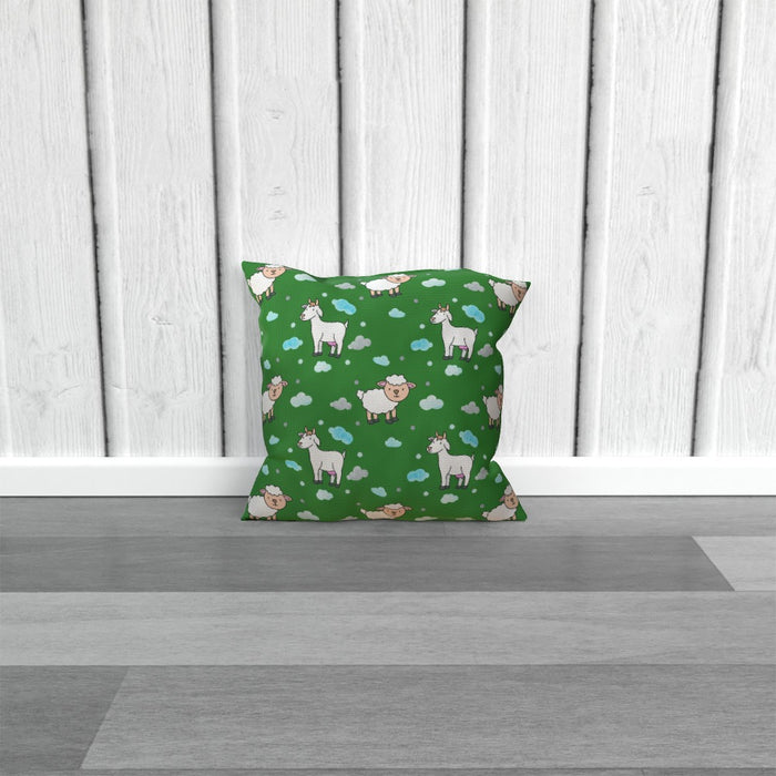 Cushions - Goat / Sheep on Green - printonitshop