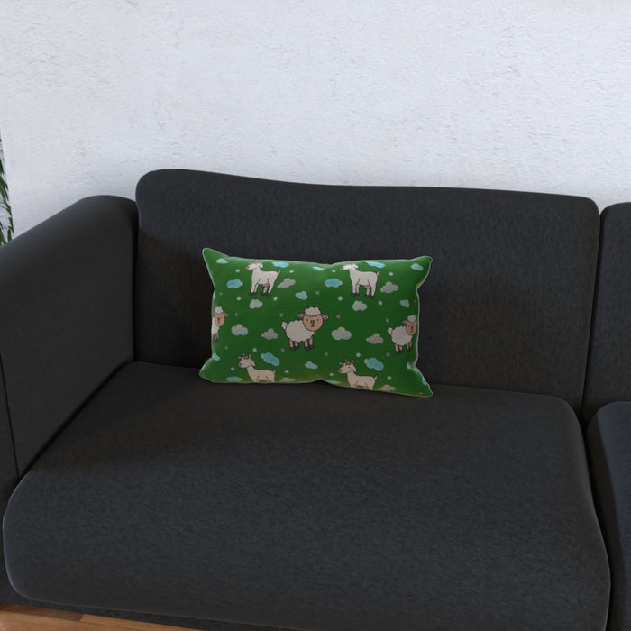 Cushions - Goat / Sheep on Green - printonitshop