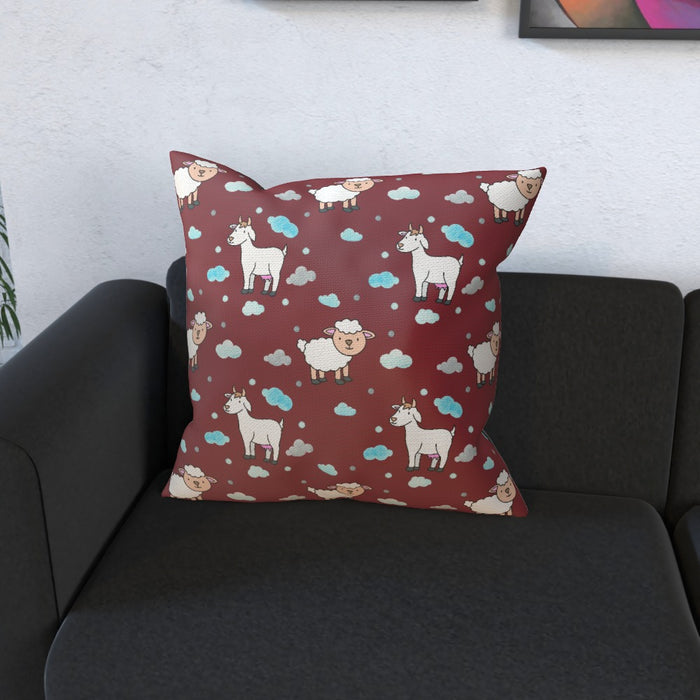 Cushions - Goat / Sheep on Burgundy - printonitshop