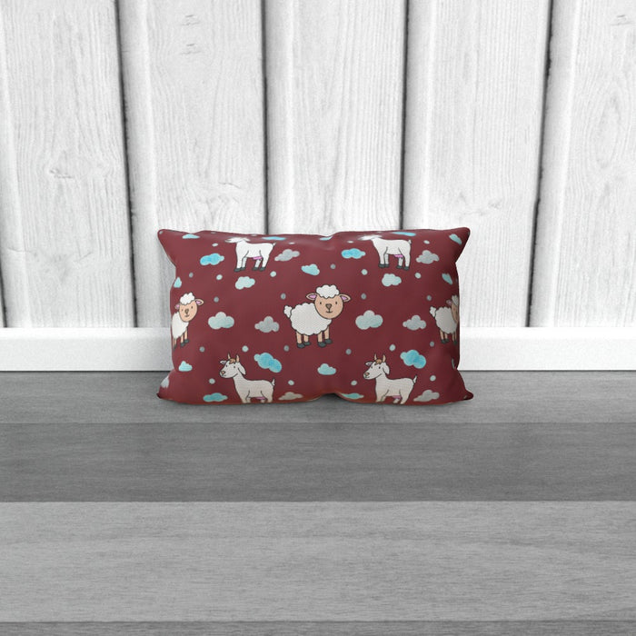 Cushions - Goat / Sheep on Burgundy - printonitshop