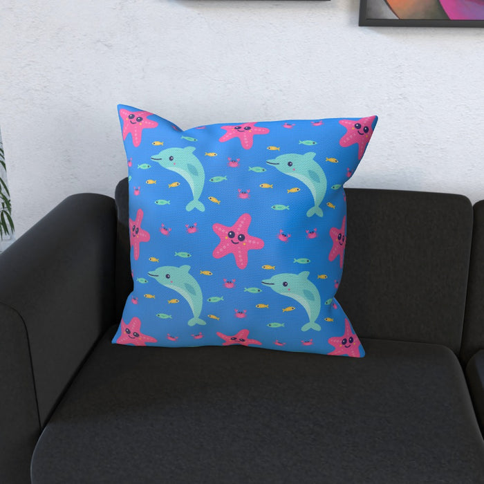 Cushions - Dolphin and Starfish Blue - printonitshop