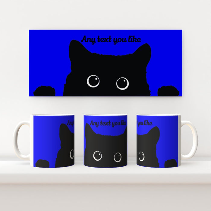 11oz Ceramic Mug - Kitty - Personalised - Blue - Print On It