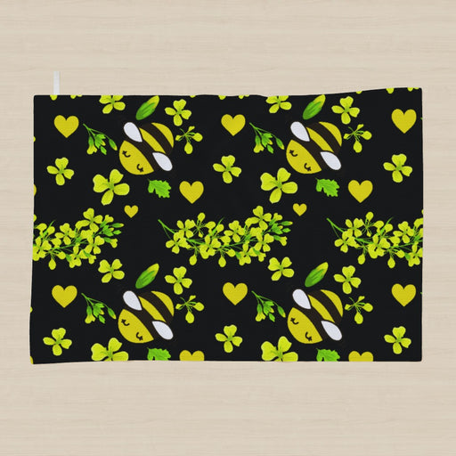 Tea Towel - Bees on Black - printonitshop